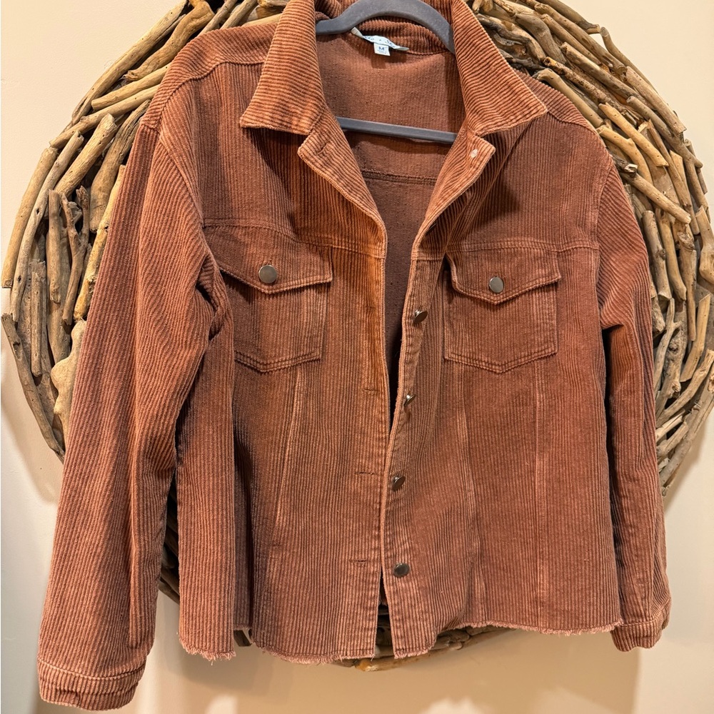 She + Sky Rust Corduroy Jean Jacket